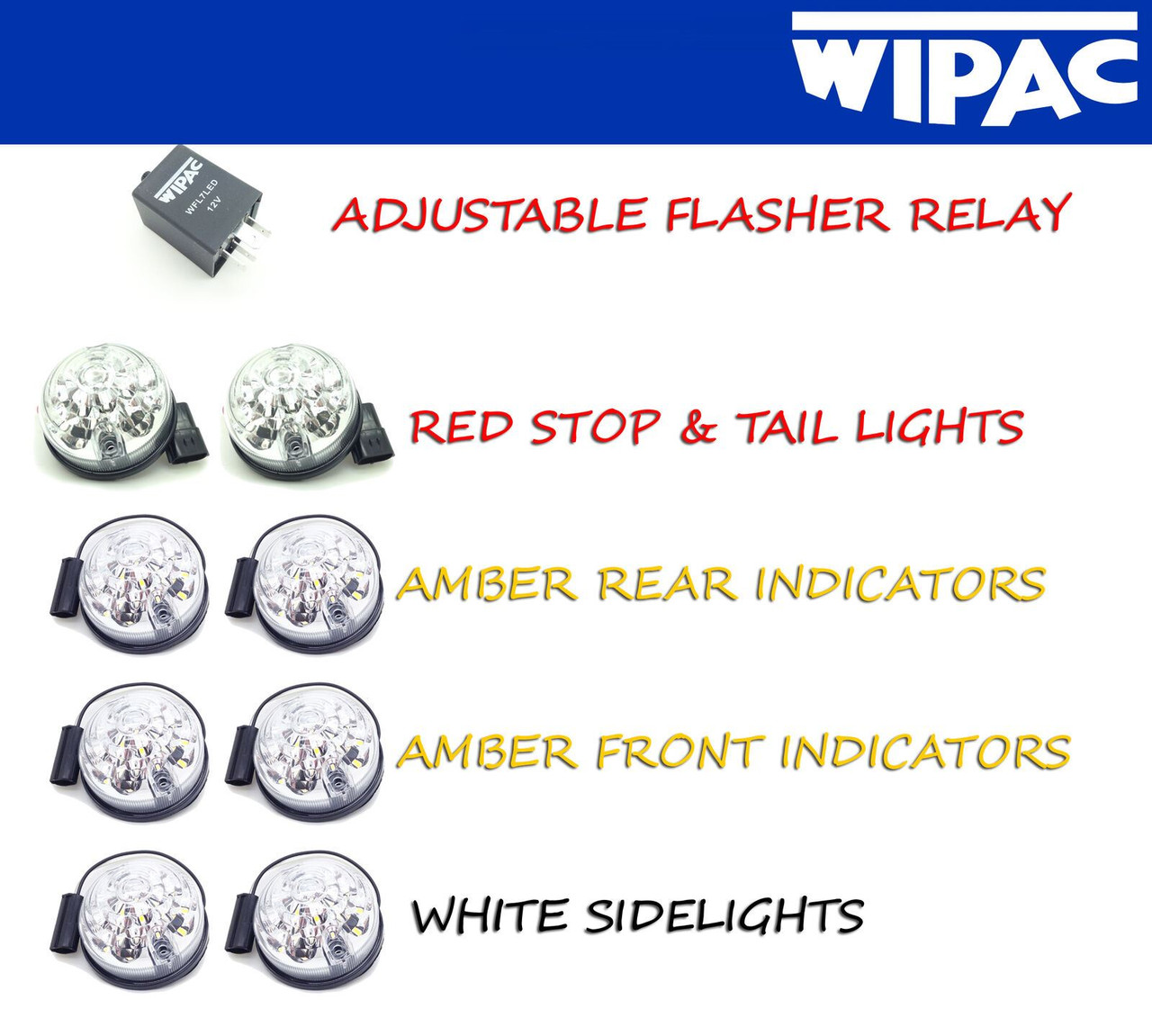 For Land Rover Defender 88 90 109 110 Clear LED Full Light Kit X8 Lamps 12/24