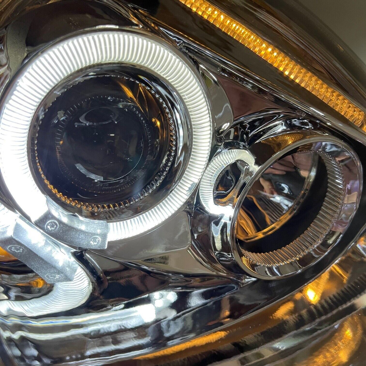 For VW Beetle 98-05 Angel Eye Chrome Headlights Lighting Lamp Replacement Part