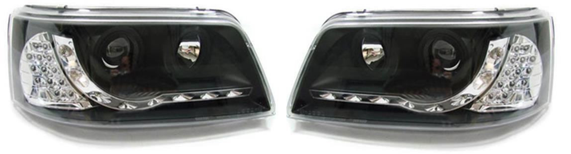 For VW Transporter T5 03-10 Black Projector DRL Headlights With LED Indicator