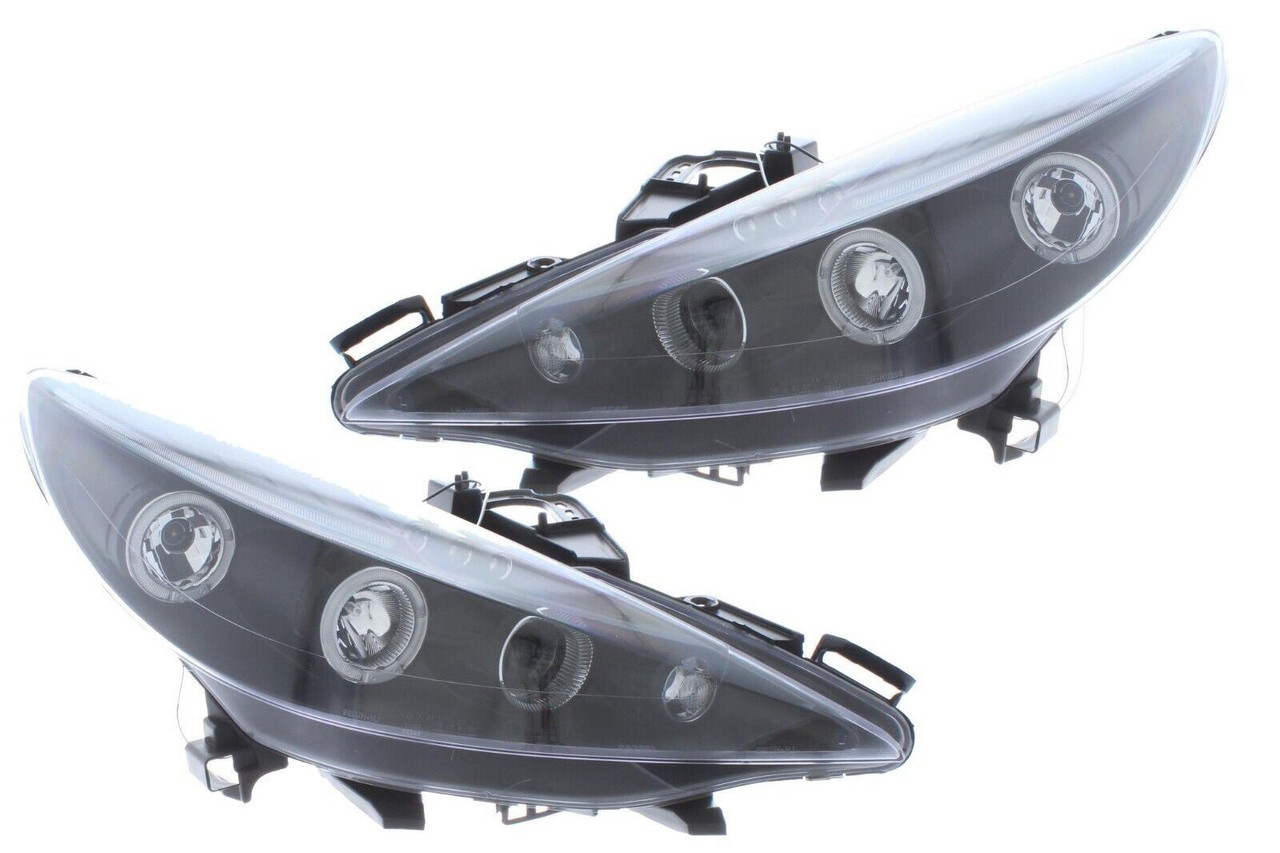 For Peugeot 207 207Cc 06+ Black Angel Eye Headlights Lighting Lamp Replacement