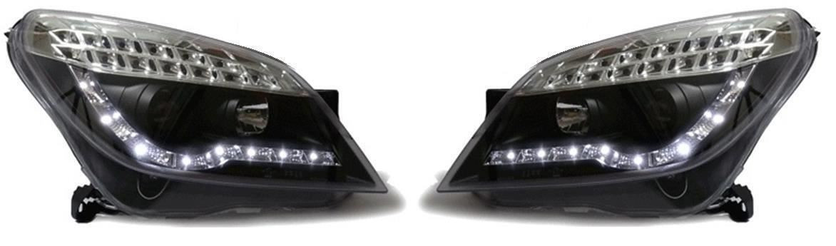 For Vauxhall Astra Mk5 H 04-09 Black Projector LED DRL Headlights Lamps LED Ind
