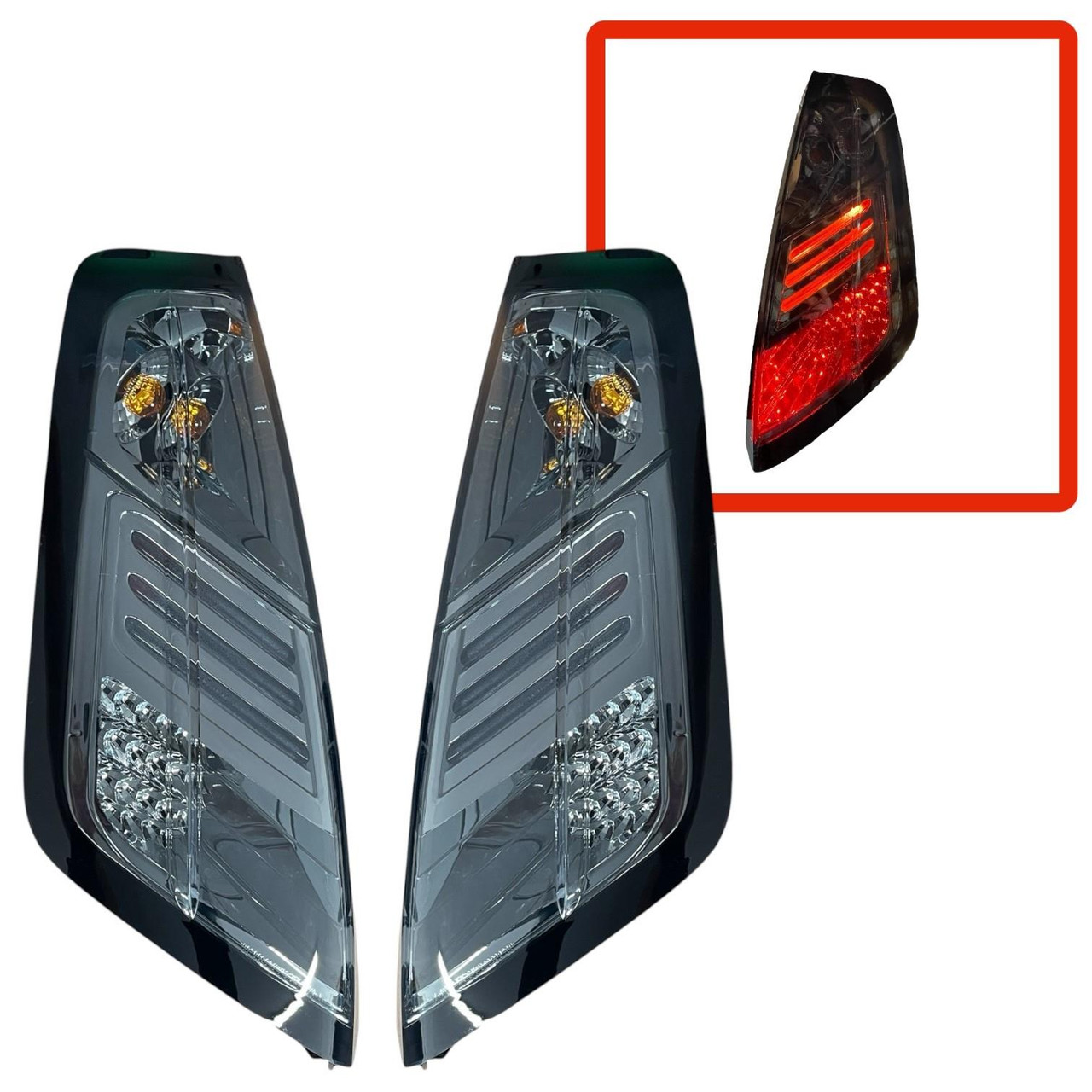 Back Rear Tail Lights Pair Set LED Clear Smoke Fiat Grande Punto 05-09