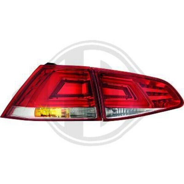Back Rear Tail Lights Pair Set LED Red White Chrome VW Golf VII 12-On