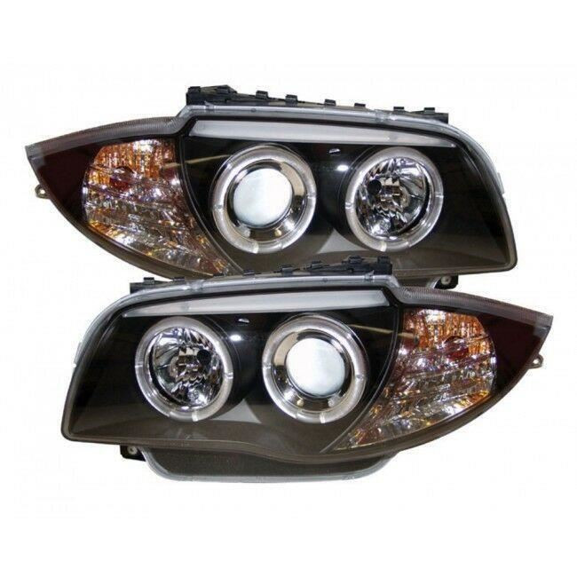 Black Projector LED Angel Eye Headlights For BMW 1 Series E81 E81 E87 LED Halo