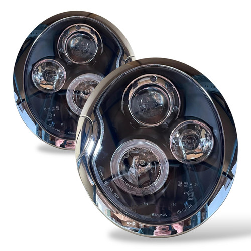 For BMW Mini 01-04 R50 R53 Black LED Halo Angel Eye Headlights Lighting