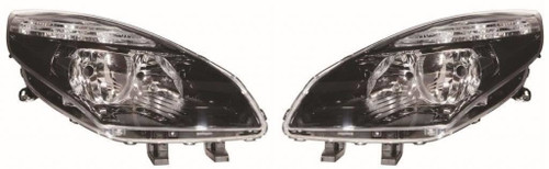 For Renault Grand Scenic Mk3 6/2009 Headlights Headlamps Black 1 Pair O/S &amp; N/S