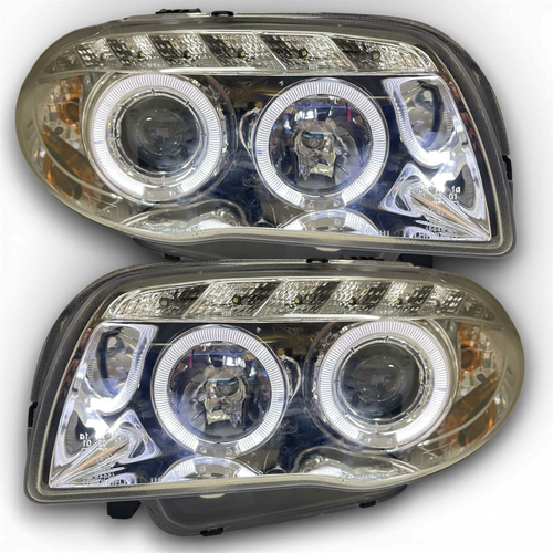 For BMW 1 Series E81 E82 E87 E88 Chrome Angel Eye DRL Projector Headlights