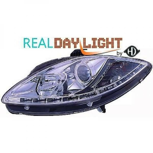 LHD Design Daylight Headlight Pair Clear Chrome Seat Toledo Leon Altea 09-On