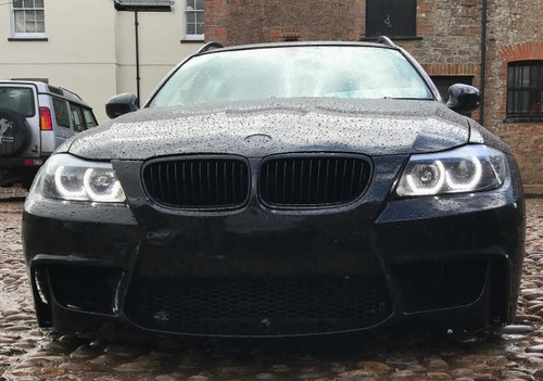 LHD Headlight Pair Angel Eyes Clear Black BMW 3 Series E90 91 Touring 2005-08