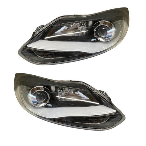 LHD Projector Headlights Lamp LED Lightbar DRL Black For Ford Focus MK3 2011-2014