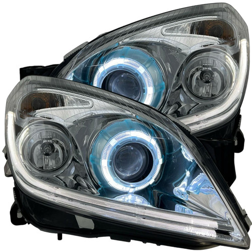 Pair LHD Headlights LED Light Rings halo DRL Chrome for Vauxhall Astra H 2004-2010