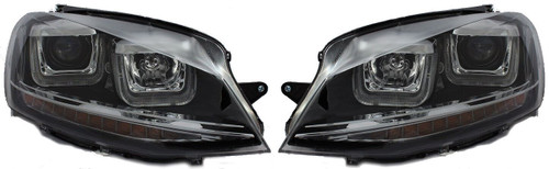 Eagle Eyes CarModShop 441192 LHD Right Left Projector Headlight Set Black Double U DRL LED R-Line