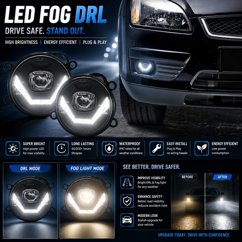 FORD VAUXHALL For Citroen PEUGEOT FOG &amp; DRL LAMP (LED) (PAIR)