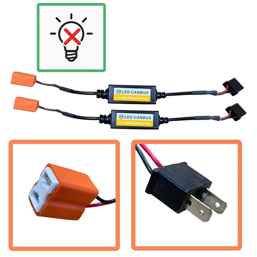 Pair H7 Canbus Error Free LED Headlight decoders resistors interference