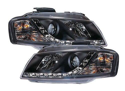 For Audi A3 8P 03-08 Black DRL LED Projector Headlights Lighting Lamp