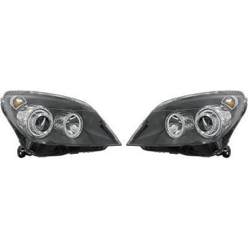 RHD LHD Projector Headlights Pair Angel Eyes Clear Black H7 Vauxhall Astra H 04-09