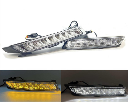 LED White DRL + Indicator set clear chrome for VW Scirocco FL 2014-17