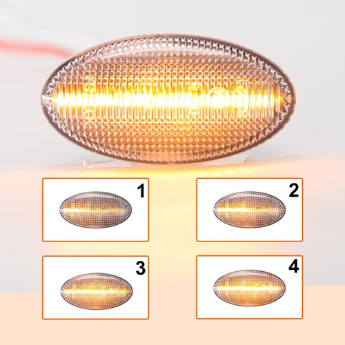 Dynamic LED side repeater indicator Turn Signal lights Clear For Peugeot 107 2005-15