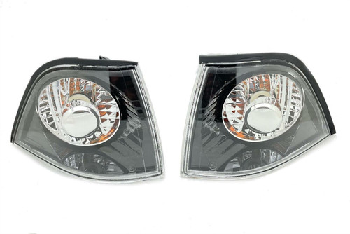 Pair black crystal clear front indicators fits BMW 2 door E36 Coupe Cabrio 91-99