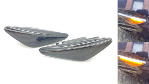 Pair Smoked black dynamic indicator side repeaters blinkers for BMW X3 F25 2011-14