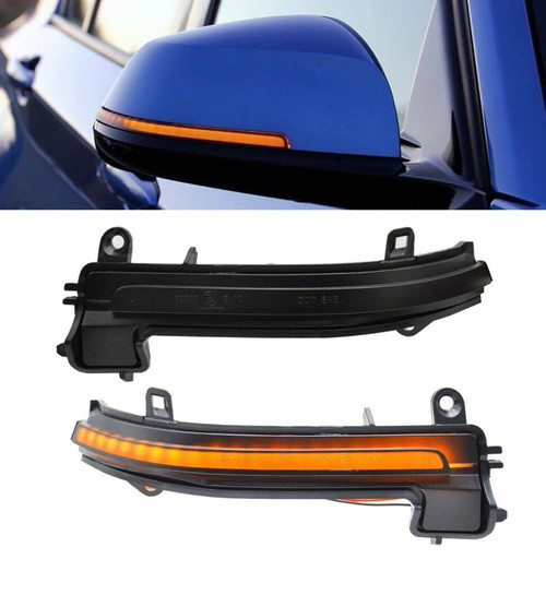 Pair Smoked Black dynamic LED side mirror indicators for BMW F20 F21 10-16