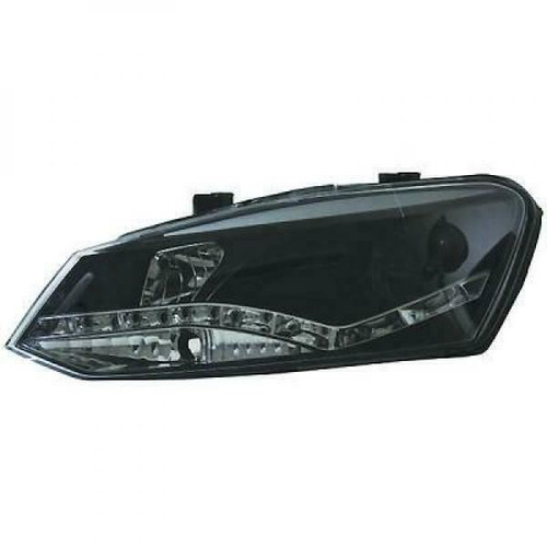 LHD Projector Headlights Pair LED Dragon DRL Lights Clear Black VW Polo 3 5 Door 09-14