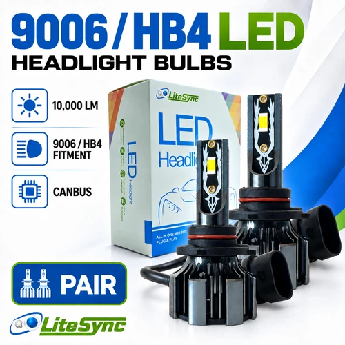 N1 LED Headlight Bulbs Kit 10000lm 12v Canbus Error Free 72w 9006 HB4