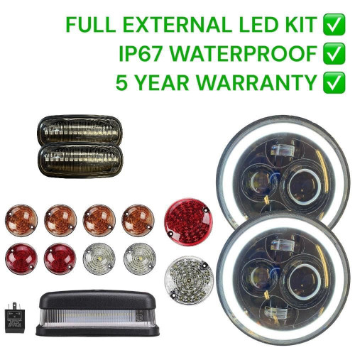 Full coloured LED light upgrade kit headlights indicators Land Rover Defender