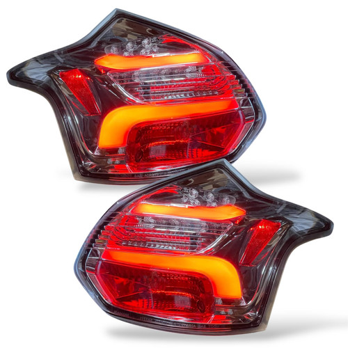 Back Rear Tail Lights Pair Set Tube Light Chrome dynamic IND Ford Focus 2011-14