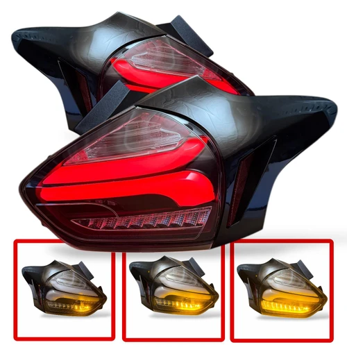 Back Rear Tail Lights Pair Set Tube Light Smoke dynamic IND  Ford Focus 2011-14