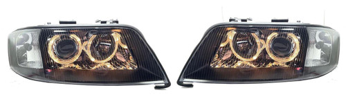 RHD LHD Xenon Headlights Pair Angel Eyes Clear Black For Audi A6 Typ 4B 97-01
