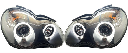 LHD Projector Headlights Pair Angel Eyes Clear Black For Mercedes W203 2000-07