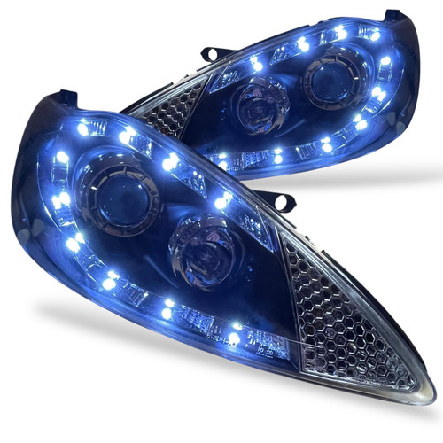 For Ford KA 2008-2017 Black Projector Headlights LED DRL Pair LH+RH