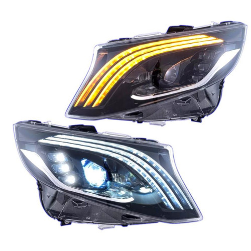 For Mercedes VITO & V CLASS 2015-23 FULL LED DRL Black Headlights RHD