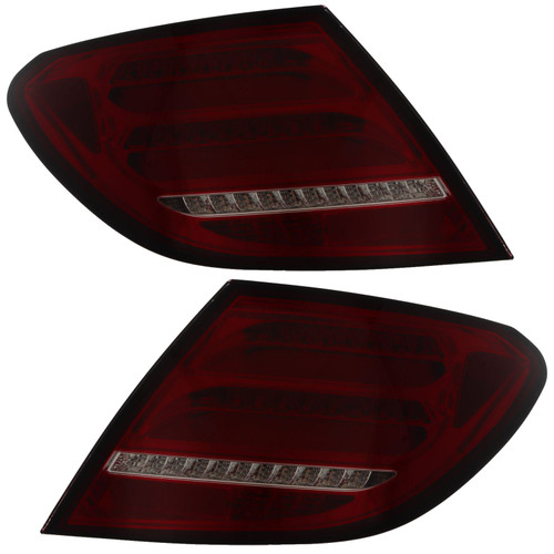 Pair Back Rear Tail Lights for Mercedes C Class W204 2011-2015 LED Dynamic Red