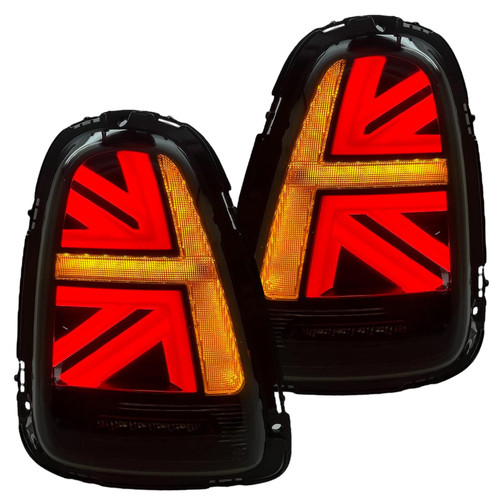 Pair Back Rear Tail Lights Full LED Smoke Union Jack Dynamic for Mini R56 R57 R58 R59