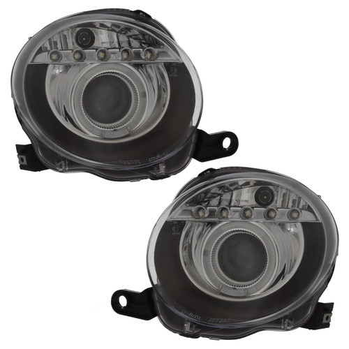 For Fiat 500 2008-15 LED ANGEL EYE Black halo angel eye headlights