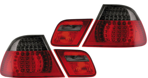 Back Rear Tail Lights Lamps For BMW E46 Saloon 09/01 -2005 Red-Black Crystal-Look LED