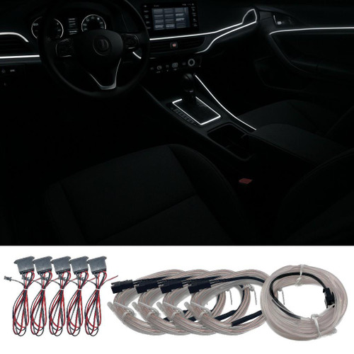 5pcs Cool White 12V Car Ambient Neon EL Wire Rope LED Interior Lighting