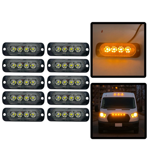 10x 12V 24V Amber LED Flush Fit Side Marker Lights Van Truck Trailer Lorry