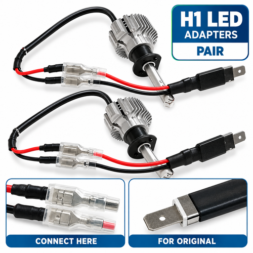 2Pcs LED H1 LED Single Conversion Converter Wiring Headlight Bulb Connectors