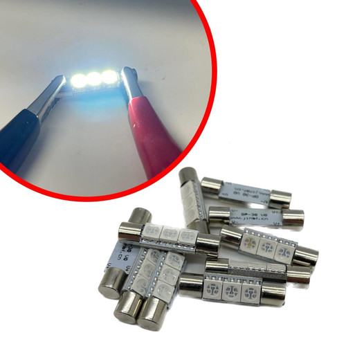 3 LED Interior Festoon 28mm C5W SV7 Bulb Blue Red White Green Pink sunvisor
