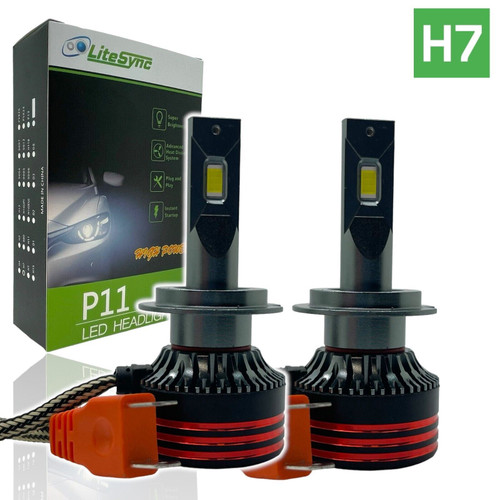 LiteSync LED Headlight Bulbs Kit H7 low beam & metal bulb holders 13000lm canbus