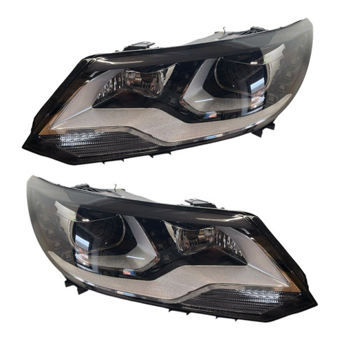 LHD Projector Headlights Pair LED Dragon DRL Lights Black VW Tiguan 5N 2011-2016