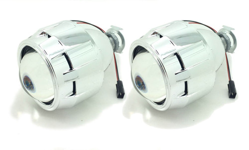2 x Bi-Xenon HID Mini Retrofit Projectors Lens H1 Bulbs Shroud RHD/LHD