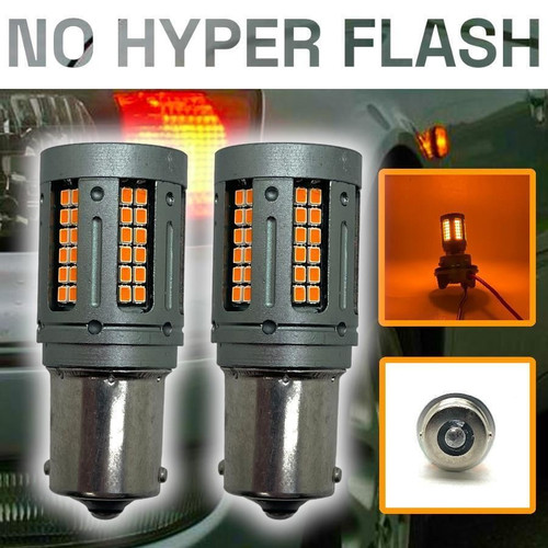 2 x 382 P21w BA15s 72 LED amber indicator bulbs canbus error free no hyper flash [FRONT]