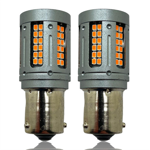 2 x 581 PY21w BAU15s 72 LED amber indicator bulbs canbus error free no hyper flash [FRONT]