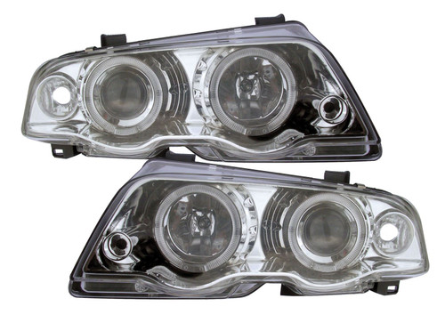 For BMW 3-Series E46 Saloon 98-01 Projector Head Lights Chrome Angel Eyes Rhd