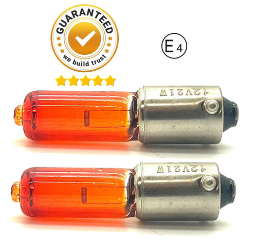 2 X 12v H21w baw9s 435 21w amber orange yellow indicator bulbs [REAR]