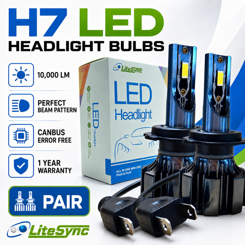 LiteSync N1 LED Headlight Bulbs Kit 10000 Lumens! 12v Canbus Error Free 72w H7